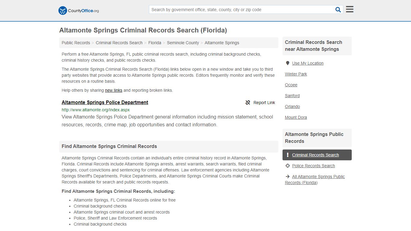 Criminal Records Search - Altamonte Springs, FL (Arrests ...